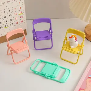 Creative Foldable Chair Desktop Phone Stand, Macaron Color Decorative Cute Ornament, Portable Lazy Person Holder