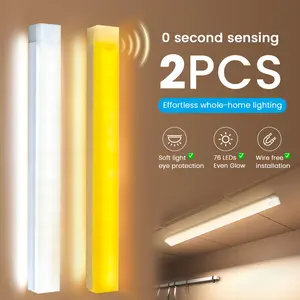 2pcs LED Motion Sensor Light ,Wireless LED Night Light ,Rechargeable Light Cabinet Wardrobe Lamp ,Staircase Backlight For Kitchen