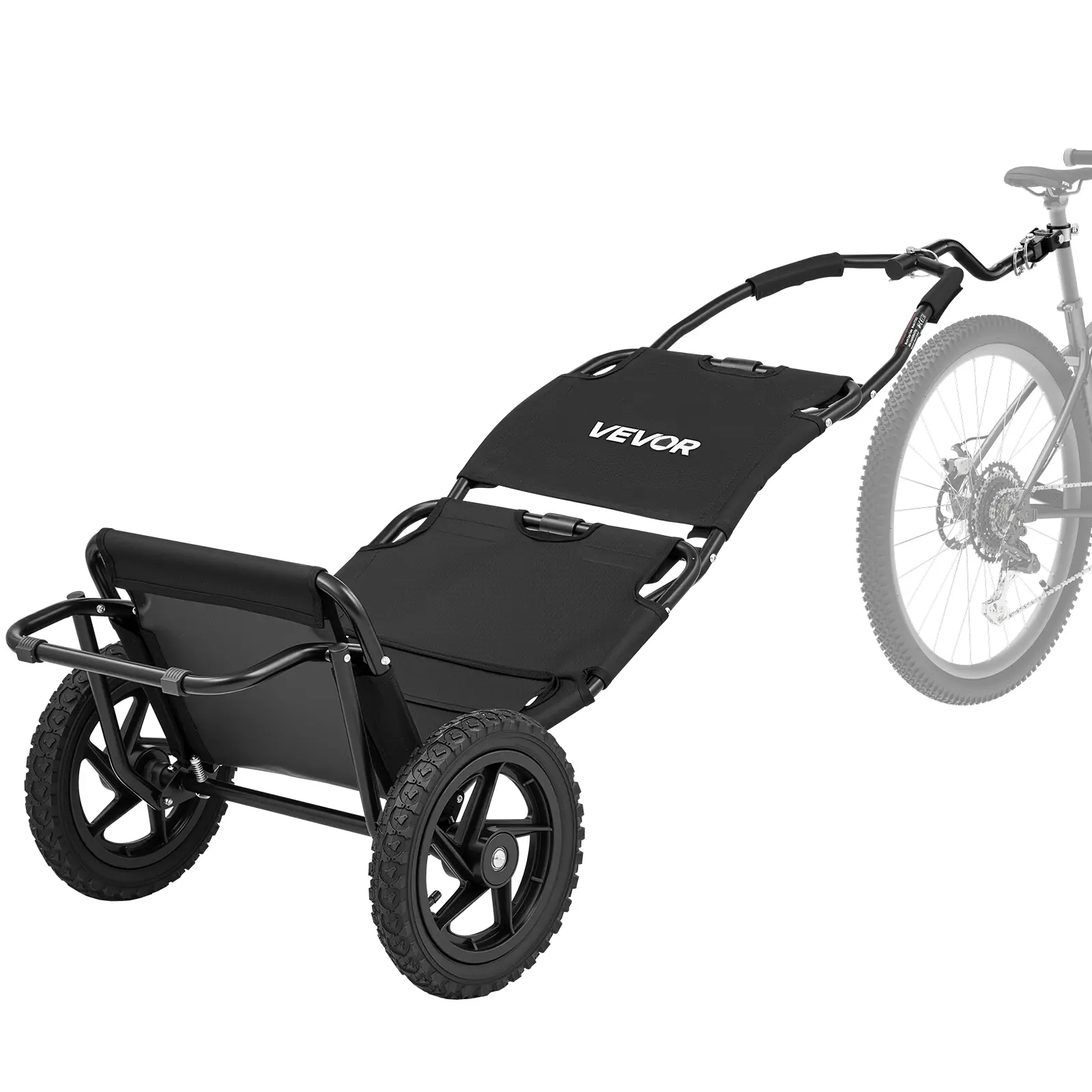 VEVOR Bike Cargo Trailer 60 lbs Load 3-in-1 Bicycle Wagon Cart Folding, Backpack/Trailer/Pushcart Mode with 12-Inch Wheels, Foldable Carbon Steel Frame, Fits 22-28 in Bike Wheels, for Carrying Cargo