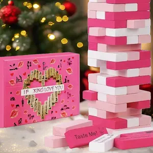 Colorful Block Tower Jenga Game for Couples, Romantic Date Building Blocks, Fun Stackable Puzzle Toy, Ideal for Couple Dates