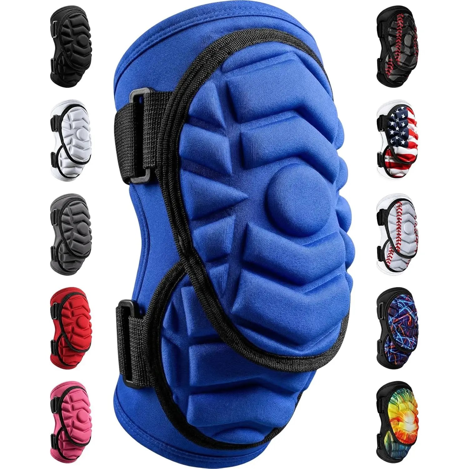 Exxact Sports Defender Plus Softball Elbow Guard - Adjustable Velcro Sleeve, Polyester-EVA Foam Unisex Sports Arm Guard for Youth Batters (Royal Blue), Sports Arm Sleeve
