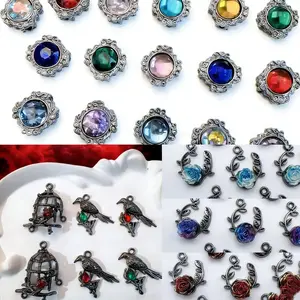 New Black Metal Charms High-Color-Retention Gun Black Charms Diy Bracelet, Necklace, Accessory And Set With Colored Zircon Beads