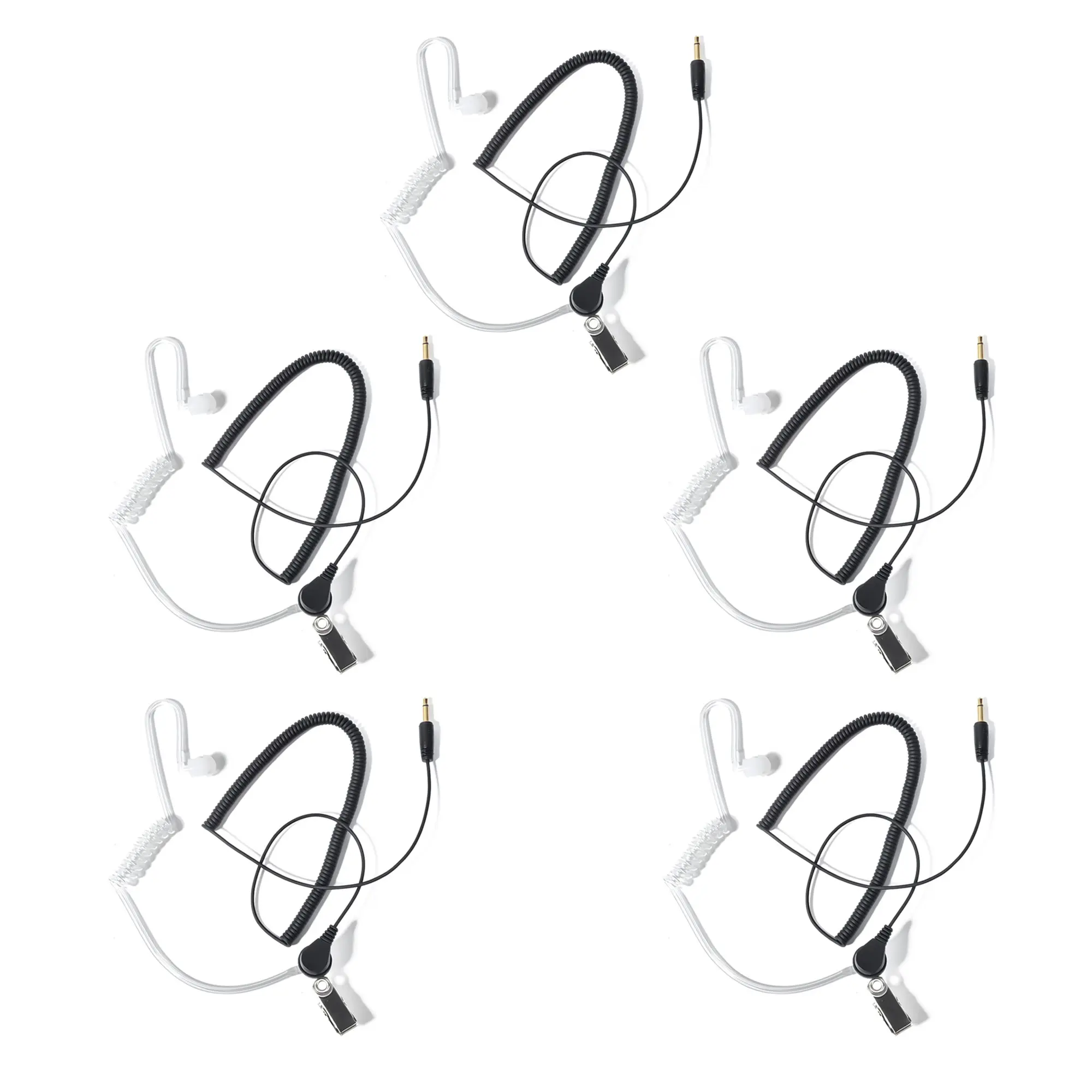 Receiver/Listen ONLY Surveillance 3.5mm Headset Earpiece with Clear Acoustic Coil Tube Earbud Compatible with Two-Way Radios, Transceivers and Radio Speaker Mics Jacks  for Security, Police and Law Enforcement Use(5 Pcs)