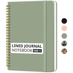 Lined Spiral Journal Notebook for Women & Men, 140 Pages College Ruled Hardcover Notebook for Work & Note Taking, Writing Journals, A5(5.7" x 7.9") - Green