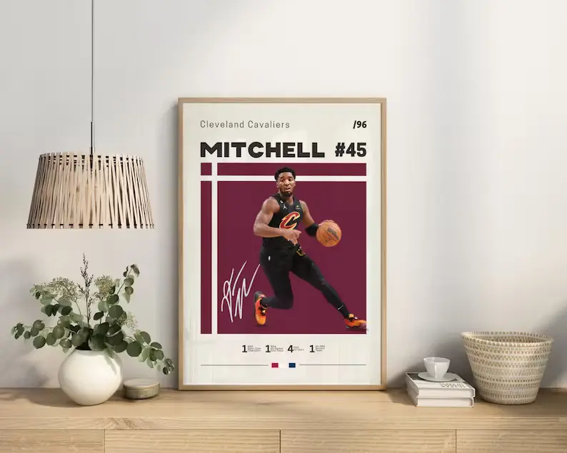 Donovan Mitchell Poster, Cleveland Cavaliers, NBA Fans, NBA Poster, Basketball Poster, Sports Poster, Gift For Him  size 11x17 16x24 24x36 inch