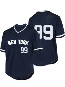 Boyfriend Style Men's Letter & Number Patched Hollow Out V Neck Football Jersey, Loose Breathable Short Sleeve T-shirt, Casual Sports Top for Soccer Rugby Training Competition, Active Top