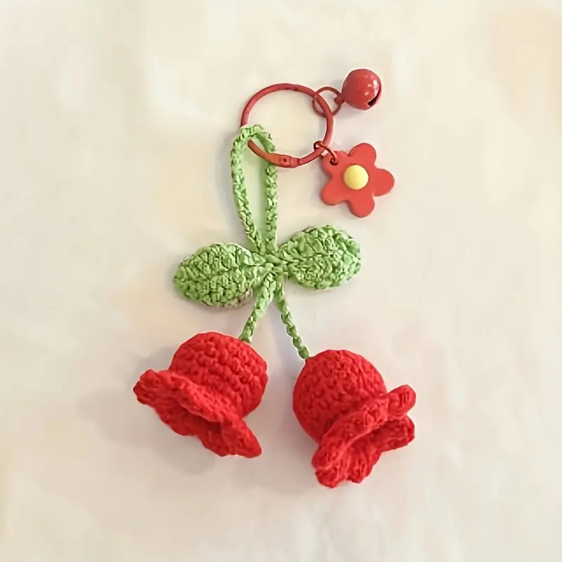 1pcs- Handmade Crocheted Bell Lily Keychain - a Beautiful And Stylish Plush Flower Ornament, Suitable for Bags And Cars, a Perfect Christmas Or New Year Gift for Friends, Bag Charm Keychains, Charm Decoration Keychains