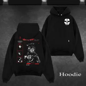 Retro NEW Superstyle Simon ghost Call of Duty: Modern Warfare II Edition Double Printed Lightweight Acid Washed Hoodie Game Series Graphic Design Top Cotton Streetwear Game Zone T-Shirt Sweatshirt Clothes Menswear Womenswear