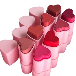 Trending Blush Stick Heart-Shaped, Portable Multi-Color Creamy & Long-Lasting Finish for On-The-Go Touch-Ups