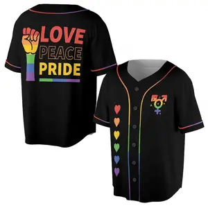 Love Peace Pride Rainbow LGBT Pride Month Team Unisex Baseball Jersey S-5XL