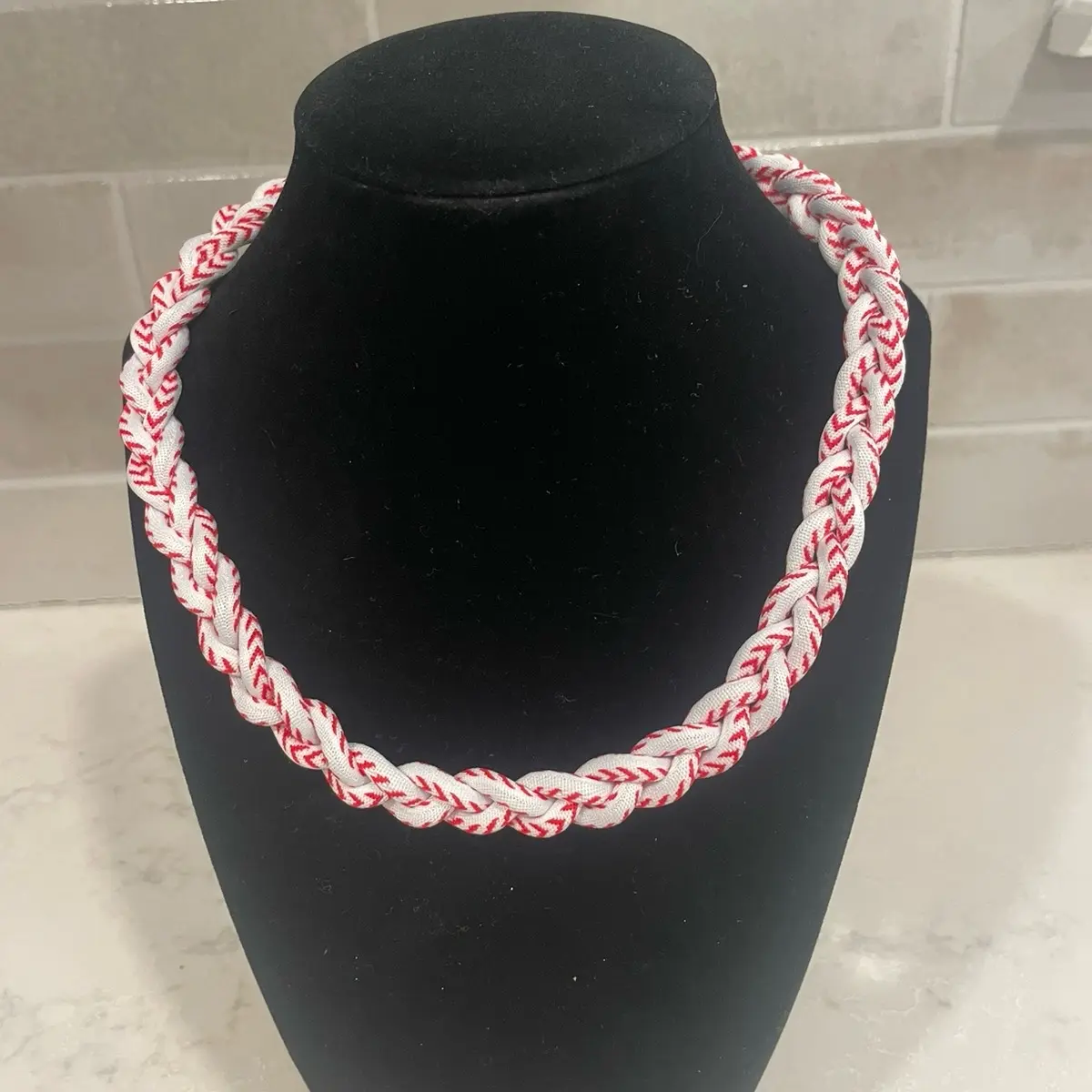 Baseball Braided Necklace Youth Tornado 3 Rope Braid Necklace 18 in baseball team