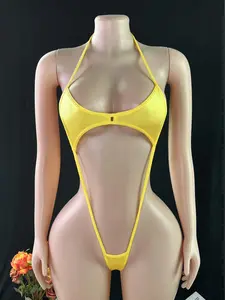 Women's Sexy Hollow Out Lace Spliced Sheer See-through Bodysuit Loungewear, Perfect for Private Parties lenceria sexi mujer