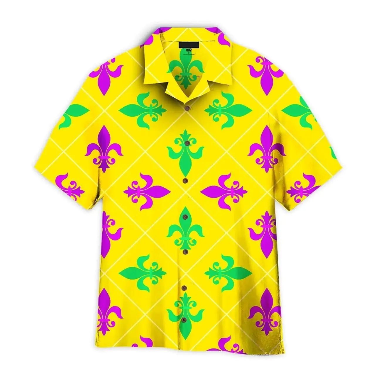Yellow Symmetry Fleur De Lis Mardi Gras Hawaiian Shirt, Clothes 6