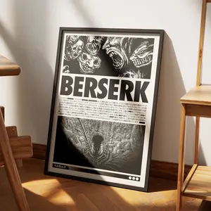 Berserk Poster, Manga Art Print, Anime Wall Art Decor, Minimalist Painting, Gallery Colorful Art Guts, Griffith, Casca, Judeau