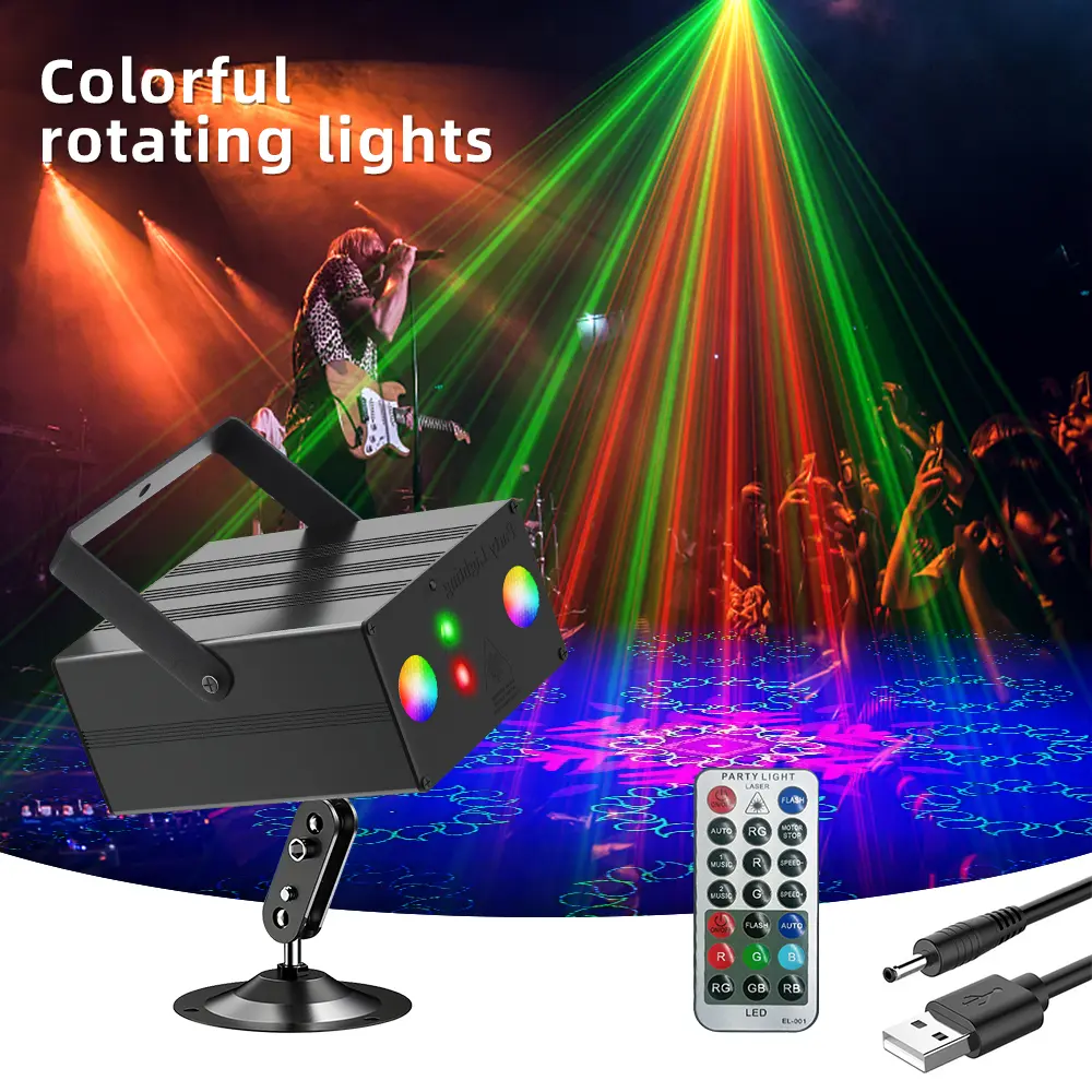 1pc LED Laser Ray Spotlight, 16-Pattern Disco Small Box Light with Adjustable Brightness, Remote Control, RGB Lighting for DJ Bar, Halloween Party Atmosphere, Adjustable Brightness Lights summerwins