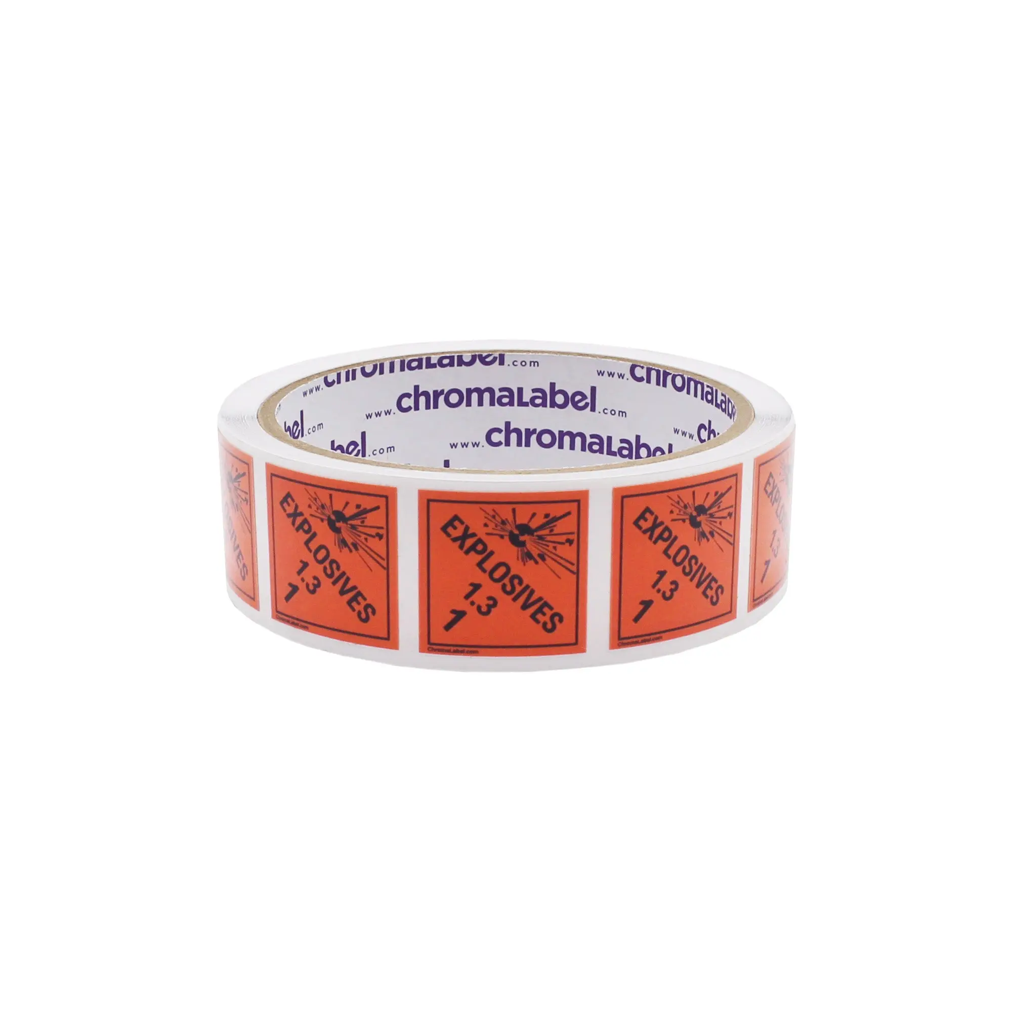 1" x 1" Permanent Durable D.O.T. Hazard Labels: Class 1.3 Explosives Label, 250/Roll