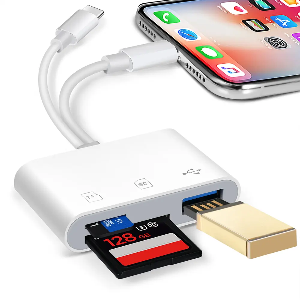 3-in-1 Dual-Slot Card Reader | For iPhone/iPad/Camera | Plug & Play No App Needed
