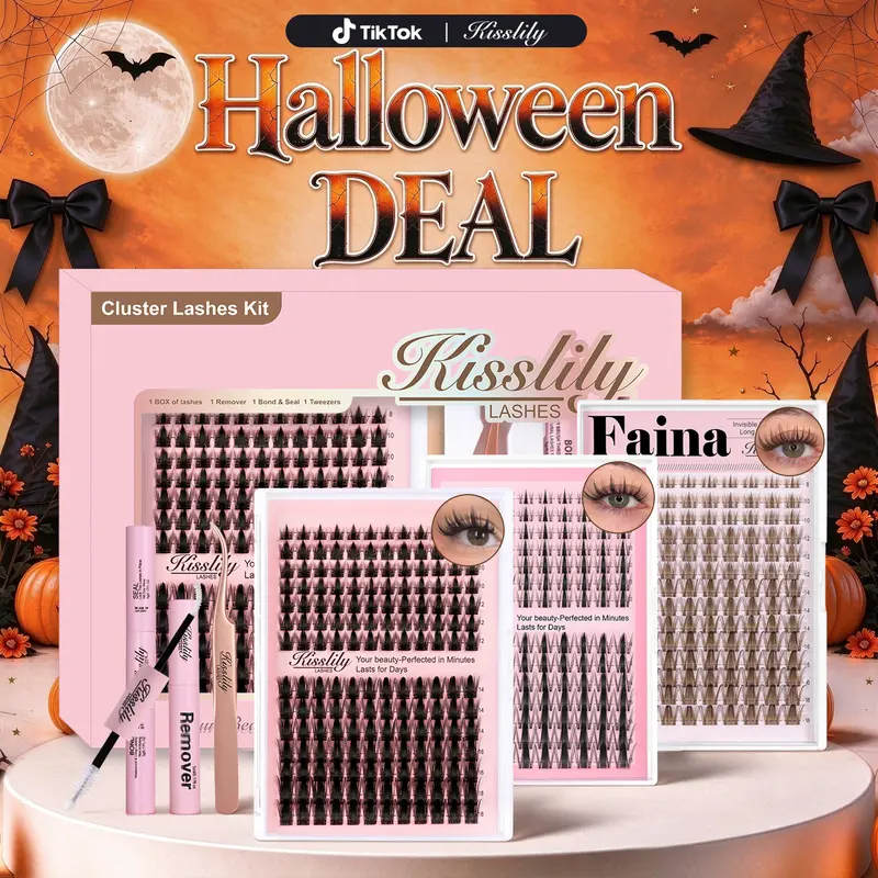 Volume Fairy | Kisslily Black & Brown Manga Lashes Anime Spiky Dramatic Invisible Cluster Lashes DIY Layered Fluffy Individual Lash Extensions for Salon & Daily Lashes Doll-Eye lashes,sunscreen familyfun