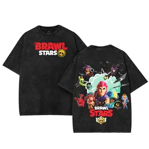 Brawl Stars Gameplay Graphic Tee Washed Tee Game Acid Washed Lightweight Cotton TSHIRT, Gift For Gamer