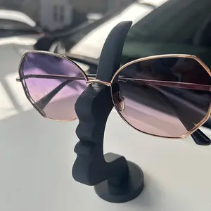 Side profile-shaped eyeglass stand, uniquely curved eyeglass rack, safe and artistic storage solution, enhances desktop or bedside cabinet decor, practical minimalist black and white design, Portable Sunglasses Organizer, holiday gift, New Year present