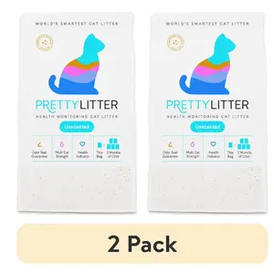 Pretty Litter 8 lb Health Monitoring Cat Litter, Crystal Cat Litter, Non Clumping Litter, Odor Control, Lightweight Litter, Unscented Cat Litter,  Multi Cat Litter, Long Lasting Crystals, Cat Essentials, 2pack