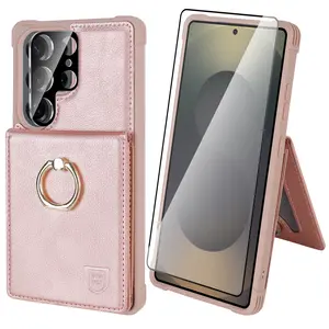 VANAVAGY Compatible with Galaxy S26 Ultra S25 S25 Plus S25 Ultra Wallet Case for Women Men,Faux Leather Magnetic Clasp Flip Folio Phone Case with Card Holder Coin Pocket with Ring Holder for S25 S25 Plus S25 Ultra phone cases