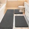 ACCUMTEK Upgraded 3-Piece Large-Format Bathroom Rug Set - High-Density Fiber-Lock Ultra Soft Chenille, Absorbent Heavy Duty, Non Slip Shower Mat & Toilet Mats, Absorbent Bath Mats, Shower Non Slip Mat