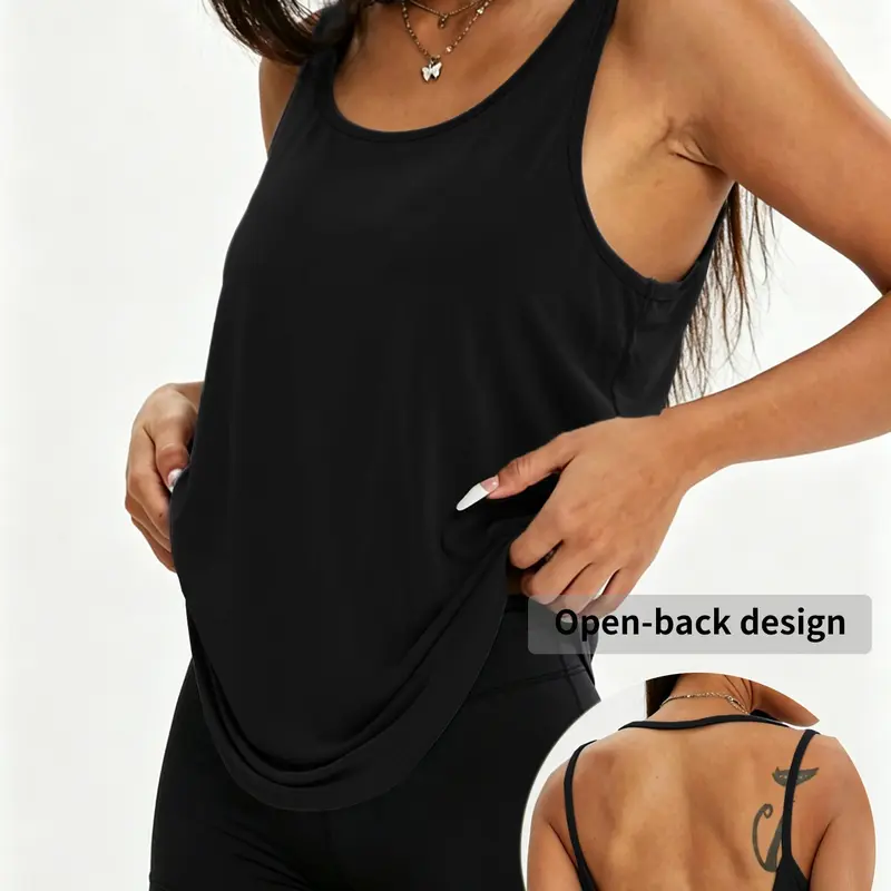 Women's Sporty Modal Top, Sleeveless Sports Top, Sleeveless Gym Tops, Soft Fashion Backless Stretch Loose Fit, Sleeveless Workout Vest for Gym Running Yoga Outdoor Casual Wear, Soft Stretchy Activewear, Workout Clothing