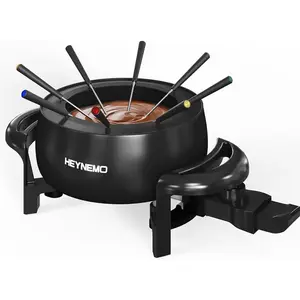 Electric Fondue Pot Set, 3 Quart for Melting Chocolate Cheese with 8 Color-Coded Forks, Adjustable Temp Control, 1000W Non-Stick Fondue Maker for Dessert, Broth and Oil