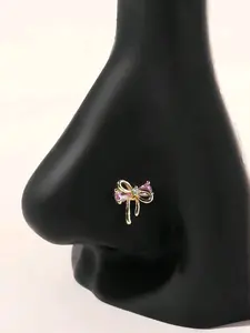 Elegant Butterfly Nose Pin/nose Ring, Rhinestone Decorated, Stainless Steel Chain, All-Season Fashion Accessory, Nose Piercing Jewelry