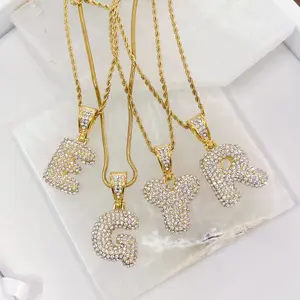 GOLD CRYSTAL BUBBLE INITIAL necklace