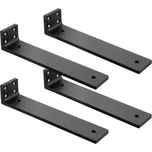 Floating Shelf Brackets 10 inch, Heavy Duty Wall Shelf Bracket 4 Pack for Shelves Support, Hidden Metal L Brackets with Mounting Hardware (1/5'' Thick)
