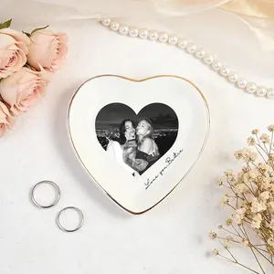 Personalised Bestie Photo Trinket Dish, Custom Jewelry Ring Dish, mothers day gift ideas, teacher appreciation gifts,Bridesmaid Proposal, Ceramic Trinket Tray for Best Friend, Wedding Gift
