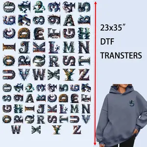 72 PCS/Set Iron on Transfers Lovecraftian Monster Alphabet & Numbers DTF Transfer Set DTF Transfers Ready to Press Heat Transfer Stickers Iron on Decals for T Shirts Hoodie DIY Crafts Summervibes