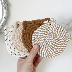 Adorable Cat Ear Coaster Set with Display Stand, 4Pcs Set Non-Slip Absorbent Drink Mats for Kitchen Dining Table, Cute Cat Themed Coffee Bar Decor & Gift