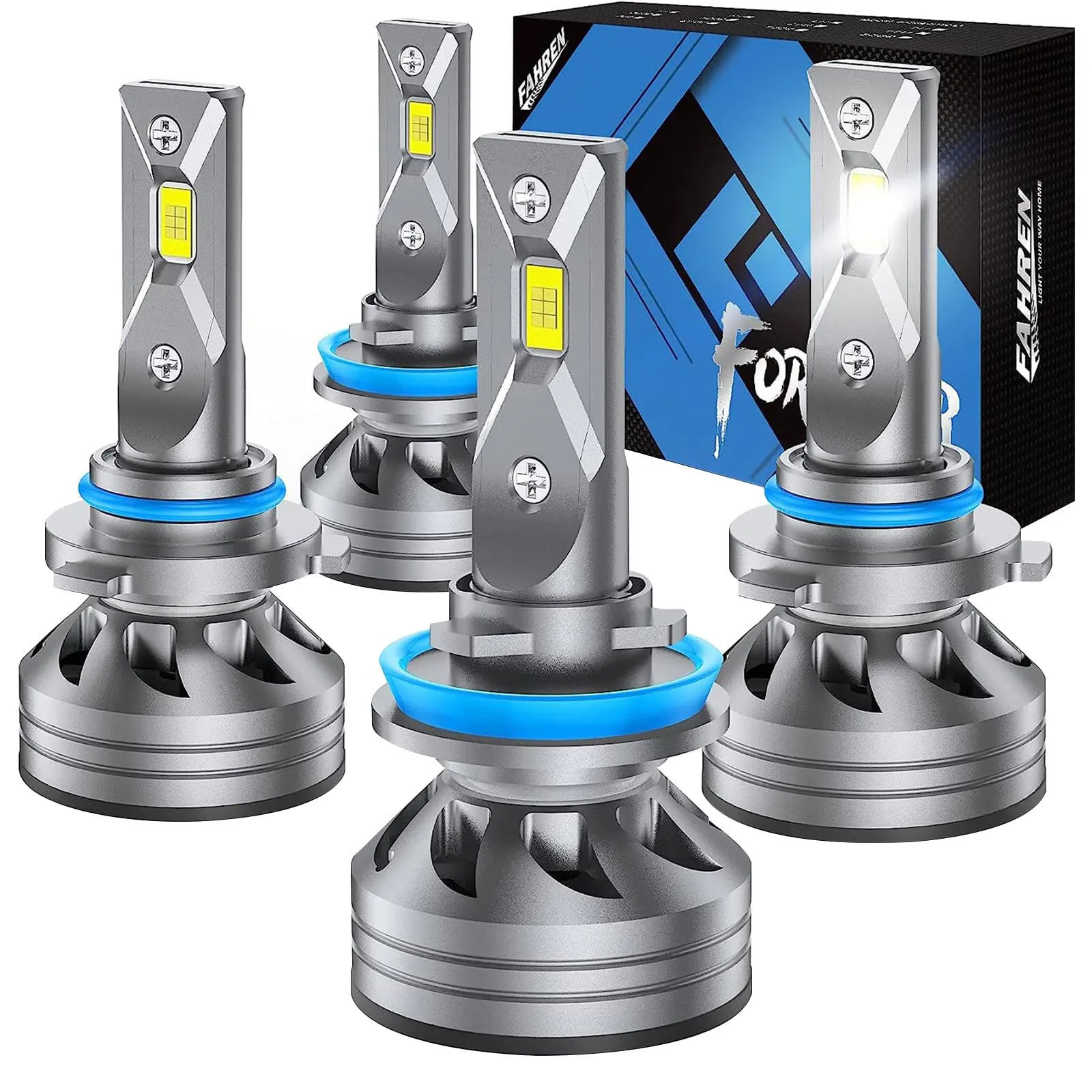 FAHREN H11 9005 Light Bulbs Combo, 60000LM Super Brighter 6500K H9 H8 HB3 Driving Light Bulbs with Fan