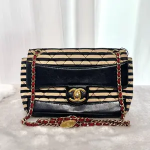 Pre-owned CHANEL Classic Stripe Patchwork Chain Bag|20844530