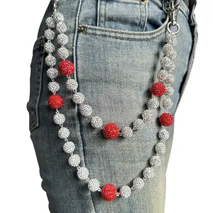 Dai DaiHip-hop Men And Women's Trousers Chain High-quality Diamond Ball Rosary Beads Waist Chain Body Chain Jewelry, Jeans Chain