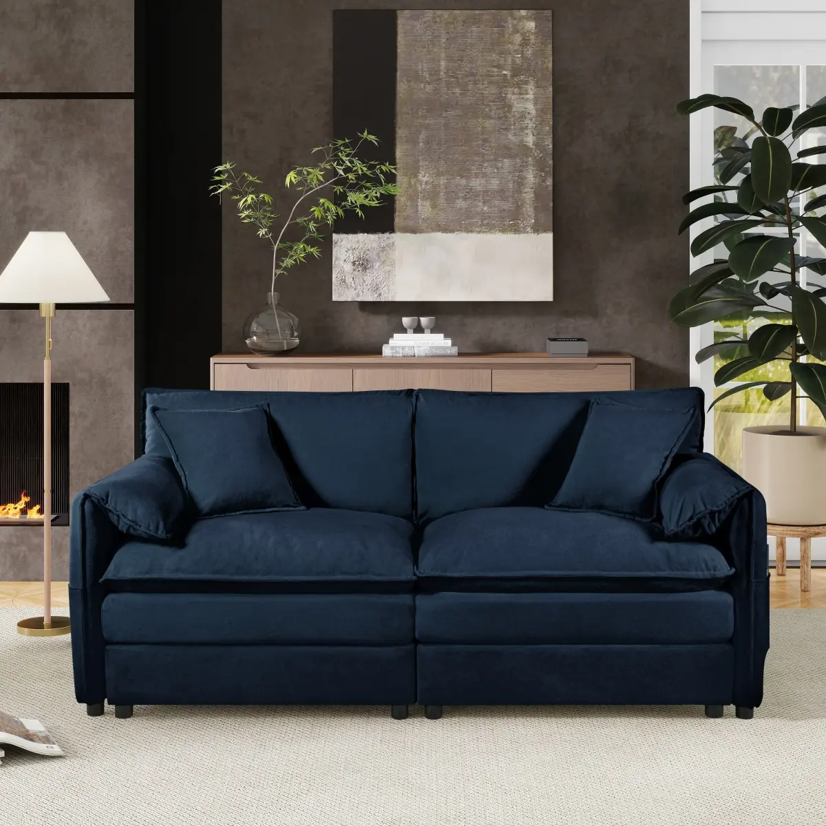 76-Inch Modern Chenille 2-Seater Loveseat Sofa, Modular Comfy Deep Seat Couch with Double-Layer Upholstered Cushion & Removable Cover for Living Room, Bedroom, Modular Sofa, Modern Chenille Couch