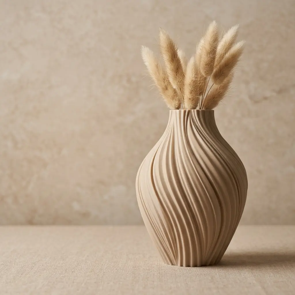 Ivory Drift Abstract Vase - 3D Printed Modern Spiral Textured Japandi Minimalist Eco-Friendly Vases Home Decor, Entryway Decoration Flower Vase for Shelves, Side Tables, Gift for Lovers of Modern Design, Centerpieces Vases, Decorative Vase