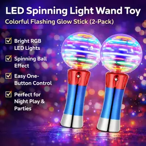 LED Spinning Light Wand Toy – Colorful Flashing Glow Stick (2-Pack)
