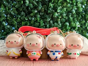 Astronaut Pig Keychain, Boar Gift Key Holder, Pink Piggy Accessory, Cute Key Ring, Kawaii Toy Charm, Space Ship Design, Rocket Ship, Soft cute keychain