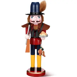 15 Inch Fall Thanksgiving Wooden Nutcracker Decor Festive Collectible Figurine Harvest Gift for Home Table Fireplace Decoration