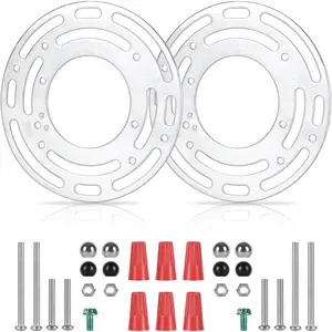 2 Pack Light Fixture Mounting Brackets, Ceiling Light Mounting Plate, Wall Lights Mount Blocks with Screw and Nuts, 4" Round Junction Box Adaptor for Wall Sconce, Chandelier, Pendant