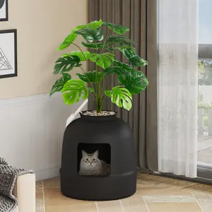 Lifewit Cat Litter Box with Faux Plant or Castle Design, Hidden Enclosure Tray with Scoop, Odor Control & Carbon Filter, Covered Cat Toilet for Living Room, Bedroom, Corner