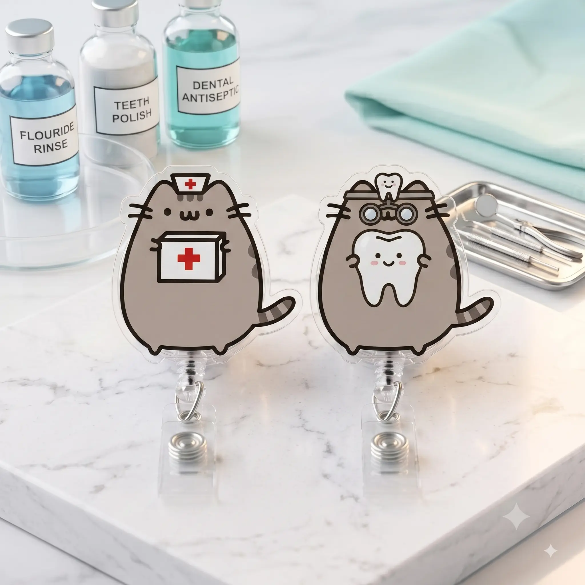 Nurse Cat Badge Reels, Dental Cat Badge Reel | Work ID Holder | Nurse Gift for Coworker | Reels & Charms Co.