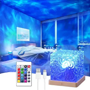 1 Pack Remote Controlled 16-color Ocean Wave Projection Light Restaurant Wave Night Light Gradient Light, With Remote Control, Office, Bar, With Color Changing Effect Projection Light, Adjustable Brightnessocean Lamp
