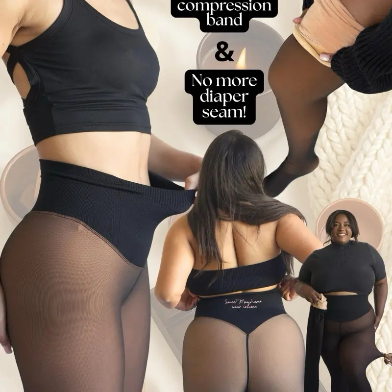 NEW COMPRESSION BAND & ONE SEAM OPTION! THE ORIGINAL MAGIC FLEECE LINED LEGGINGS - XXS TO 3XL - 4 SHADES - CLOSED FOOT - Fleece Tights Available in Plus Size and Light to Brown Fur Chic Oversized Short Fit Winter Womenswear Stretchy