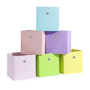 3pcs Foldable Fabric Storage Cubes with Handles, Heavy Duty Reinforced Storage Bins for Closet Organization, Beige Linen Style Cube Organizers Fit IKEA Kallax Shelving Unit, Collapsible Decorative Boxes for Nursery Home Office Bedroom Kids Room