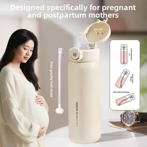 Straw-Equipped Insulated Cup for Women - 316 Stainless Steel Cup with Gravity Ball, Specialized for Pregnant & Postpartum Women, Ideal for Drinking While Lying Down (Suitable for Adults)